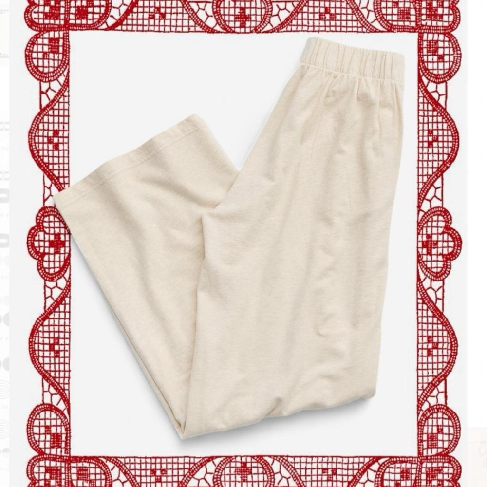 Aerie white french terry cozy wide leg lounge / sweat pants L  heather frost